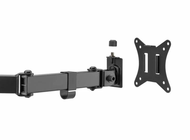 RESIG0000026027_12 Suport 2 monitoare SeriouxMM66-C024, brat articulat monitor, compatibilitate dimensiune ecran 17"-32", greutate maximă suportata: (per ecran): 9kg, VESA: 75x75, 100x100, inclinare: +45°~-45°, pivotare: +90°~-90°, rotația ecranului: + 180°~-180°, instalare: clemă, grommet