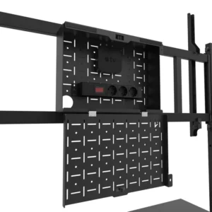 RESIG0000030103_06 Stand podea mobil/fix Neomounts FL50-575BL1; pentru display-uri cu diagonale 65"-110", sistem de prindere VESA 100x100~1100x600, greutate maxima suportata 125kg, fix, inaltime reglabila manual 1290-1360mm (4 presetari); polita AV max load 10kg, rack AV, management cabluri, 2 stalpi; pre-asamblat