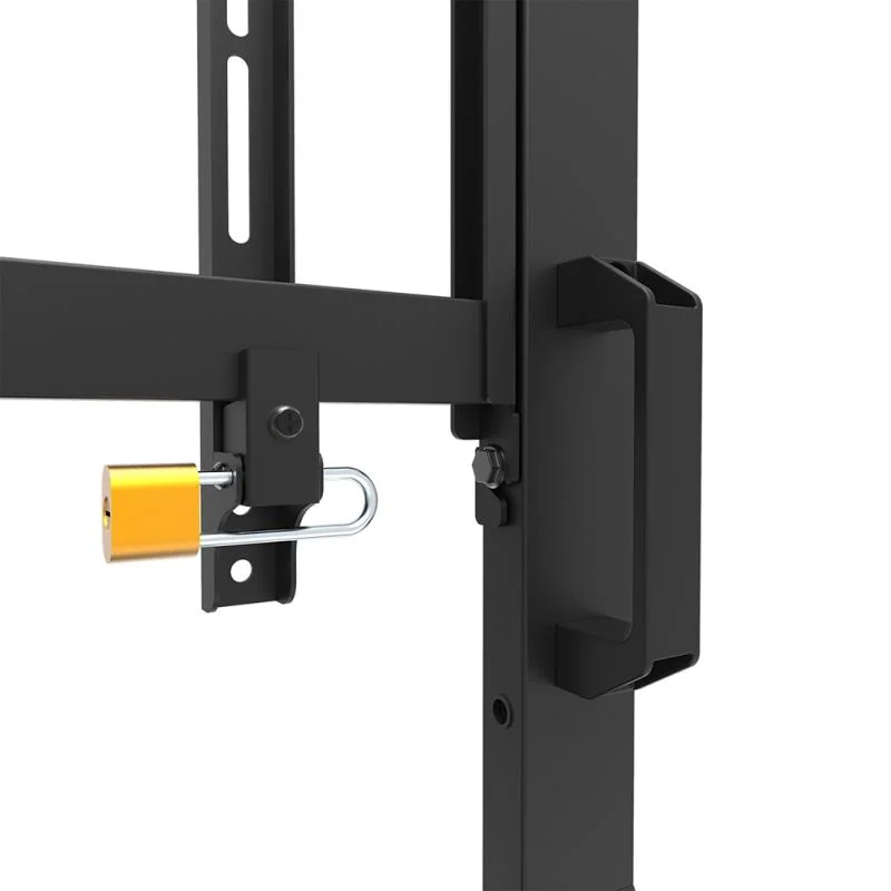 RESIG0000030103_07 Stand podea mobil/fix Neomounts FL50-575BL1; pentru display-uri cu diagonale 65"-110", sistem de prindere VESA 100x100~1100x600, greutate maxima suportata 125kg, fix, inaltime reglabila manual 1290-1360mm (4 presetari); polita AV max load 10kg, rack AV, management cabluri, 2 stalpi; pre-asamblat
