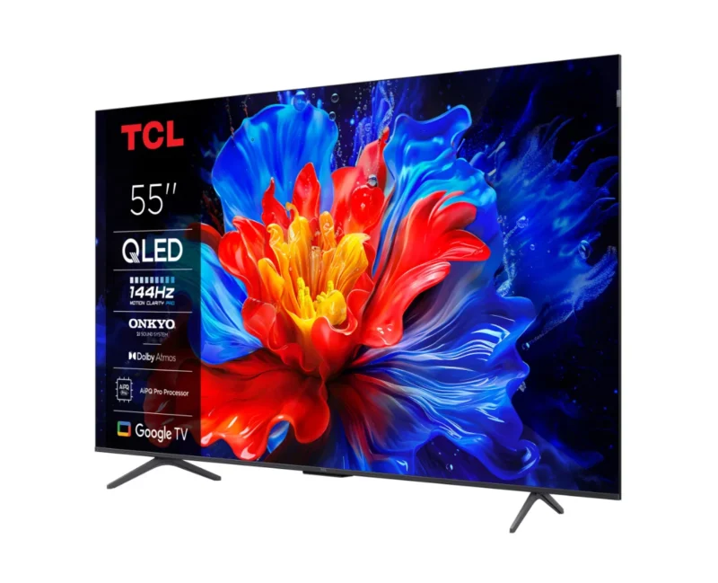 Televizor TCL QLED 55P8K, 139 cm, Smart Google TV, 4K Ultra HD, Clasa F, 144Hz, Onkyo