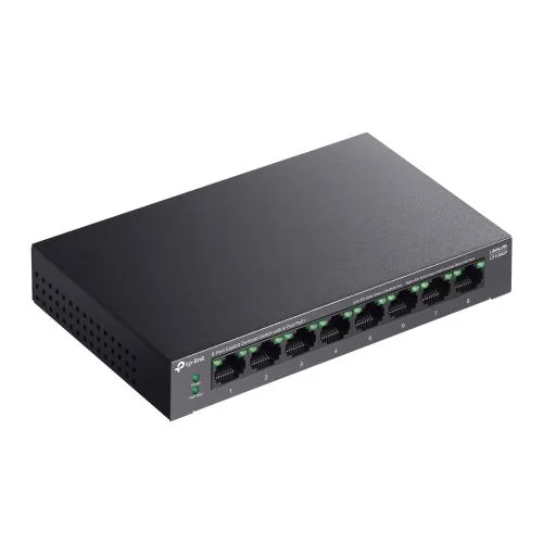RESIG0000030223_02 TP-LINK 5-PORT GIGABIT SWITCH LS108GP, interfata 8× 10/100/1000Mbps RJ45 Ports (Ports 1–8 supports 802.3af/at PoE+), AUTO Negotiation, AUTO MDI/MDIX, porturi Standard: 802.3 af/at compliant, PoE Ports: Ports 1–8, pana la 30 W PoE output per port, PoE Budget: 62 W, dimensiuni 6.2× 3.9×1.0 in