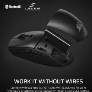 Mouse Gaming CORSAIR M55 WIRELESS, Optical, autonomie baterie 2.4GHz pana la 185 ore bluetooth pana la 400 de ore, DPI 24K, lungime cablu 1.8m