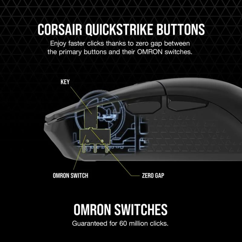 Mouse Gaming CORSAIR KATAR ELITE WIRELESS, 26k DPI, compatibilitate iCUE, 1 memory profile, autonomie de pana la 60 de ore 2.4GHz si de pana la 110 ore bluetooth