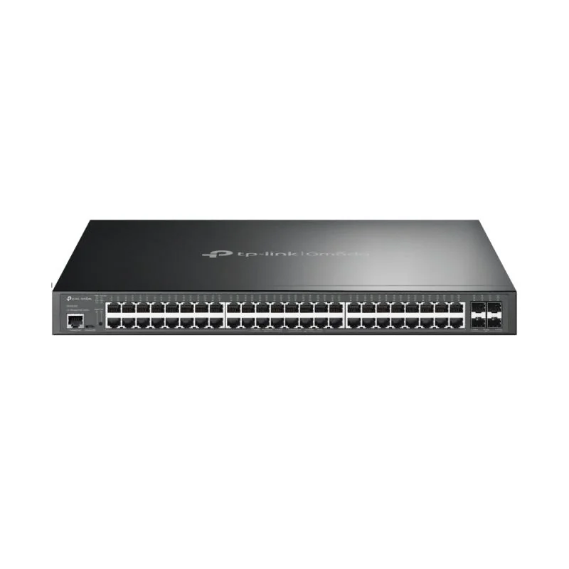 "JetStream™ 48-Port Gigabit and 4-Port 10GE SFP+ L2+ Managed Switch with 48-Port PoE+ PORT: 48× Gigabit PoE+ Ports, 4× 10G SFP+ Slots, RJ45/Micro-USB Console Port SPEC: 802.3at/af, 500 W PoE Power, 1U 19-inch Rack-mountable Steel Case FEATURE: Integration with JetStream™ SDN Controller,Static