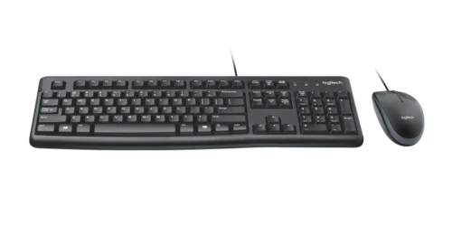 Logitech Desktop MK120. Keyboard form factor: Full-size (100%). Keyboard style: Straight. Connectivity technology: Wired, Device interface: USB, Keyboard layout: QWERTY. Cable length: 1.5 m. Recommended usage: Office. Product colour: Black. Mouse included