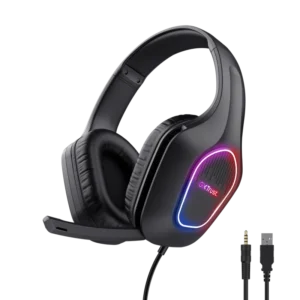 Casti cu fir Trust LED GXT 416 Zirox, cu microfon, interfata 3.5mm, USB- A, frecventa raspuns 20 Hz - 20.000 Hz, sensibilitate 90 dB, negru
