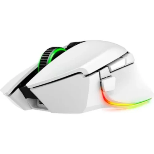 Mouse gaming wireless Razer Basilisk V4 Pro, senzor Razer Focus Pro 50K Optical Sensor Gen-3, durata de viata baterie pana la 300 ore, 14 butoane custpmizabile, iluminare Razer Chroma RGB, alb