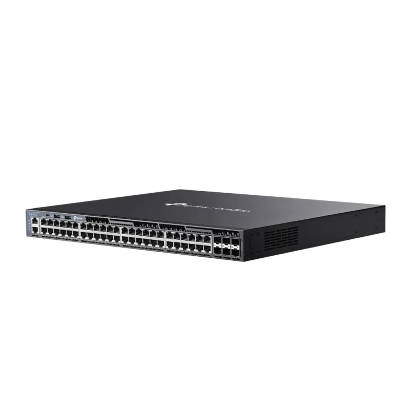 "Omada 48-Port Gigabit Stackable L3 Managed Switch with 6 10GE SFP+ Slots PORT: 48× Gigabit RJ45 Ports, 6× 10G SFP+ Slots, RJ45/Type C USB Console Port, Management Port, 2× USB2.0 Ports SPEC: 1U 19-inch Rack-mountable Steel Case FEATURE: Integration with Omada SDN Controller, Stacking, RIP, OSPF