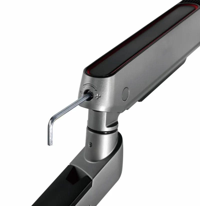 Brat pentru monitor, Material: Oțel, Aluminiu, Plastic, Suprafață finisaj : acoperire cu Pulbere, Culoare: Alb Texturat Fin, Gri Spațial, Dimensiune compatibila ecran: 27"-45", tehnologie arc, Greutate maxima (pe ecran): 5~14 kg, Greutate maxima pentru ecran curbat (pe ecran): 5~12 kg