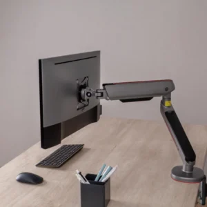 Brat pentru monitor, Material: Oțel, Aluminiu, Plastic, Suprafață finisaj : acoperire cu Pulbere, Culoare: Alb Texturat Fin, Gri Spațial, Dimensiune compatibila ecran: 27"-45", tehnologie arc, Greutate maxima (pe ecran): 5~14 kg, Greutate maxima pentru ecran curbat (pe ecran): 5~12 kg
