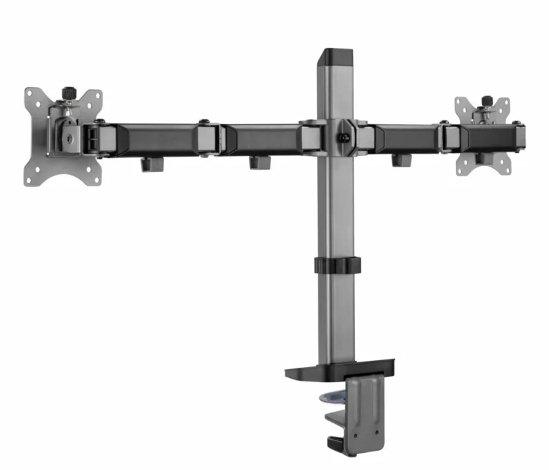 Suport 2 monitoare Serioux MM55-C024, compatibilitate  dimensiune ecran 17"-32",  greutate maximă suportata: (per ecran): 9kg, VESA: 75x75, 100x100, inclinare: +70°~-70°, pivotare: +90°~-90°, rotația ecranului: + 180°~-180°, instalare: clemă, grommet