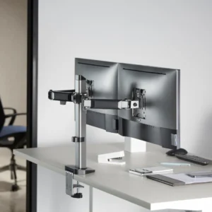 Suport 2 monitoare Serioux MM55-C024, compatibilitate  dimensiune ecran 17"-32",  greutate maximă suportata: (per ecran): 9kg, VESA: 75x75, 100x100, inclinare: +70°~-70°, pivotare: +90°~-90°, rotația ecranului: + 180°~-180°, instalare: clemă, grommet