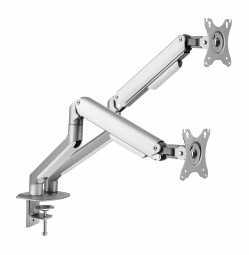 Suport 2 monitoare Serioux MM63-C024, arc cu gaz, compatibilitate dimensiune ecran 17"-32",  greutate maximă suportata: (per ecran): 2~ 9kg, VESA: 75x75, 100x100, inclinare: +55°~-55°, pivotare: +90°~-90°, rotația ecranului: +180°~-180°
