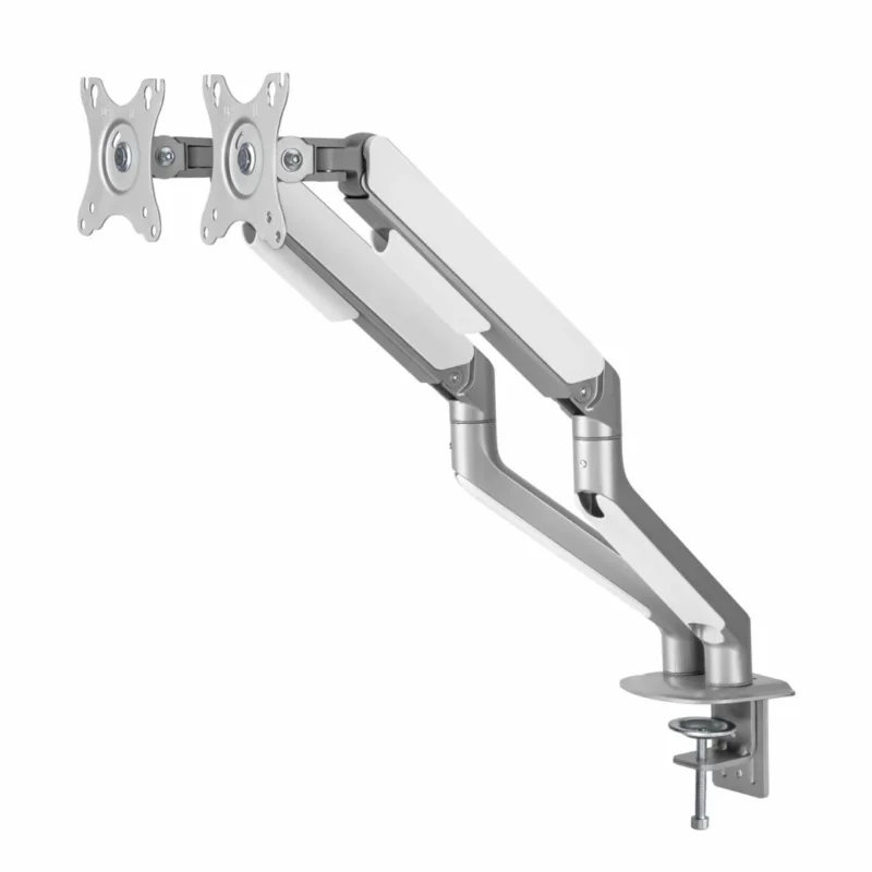 Suport 2 monitoare Serioux MM63-C024, arc cu gaz, compatibilitate dimensiune ecran 17"-32",  greutate maximă suportata: (per ecran): 2~ 9kg, VESA: 75x75, 100x100, inclinare: +55°~-55°, pivotare: +90°~-90°, rotația ecranului: +180°~-180°