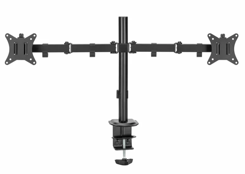 SRXA-MM66-C024_06 Suport 2 monitoare SeriouxMM66-C024, brat articulat monitor, compatibilitate dimensiune ecran 17"-32", greutate maximă suportata: (per ecran): 9kg, VESA: 75x75, 100x100, inclinare: +45°~-45°, pivotare: +90°~-90°, rotația ecranului: + 180°~-180°, instalare: clemă, grommet