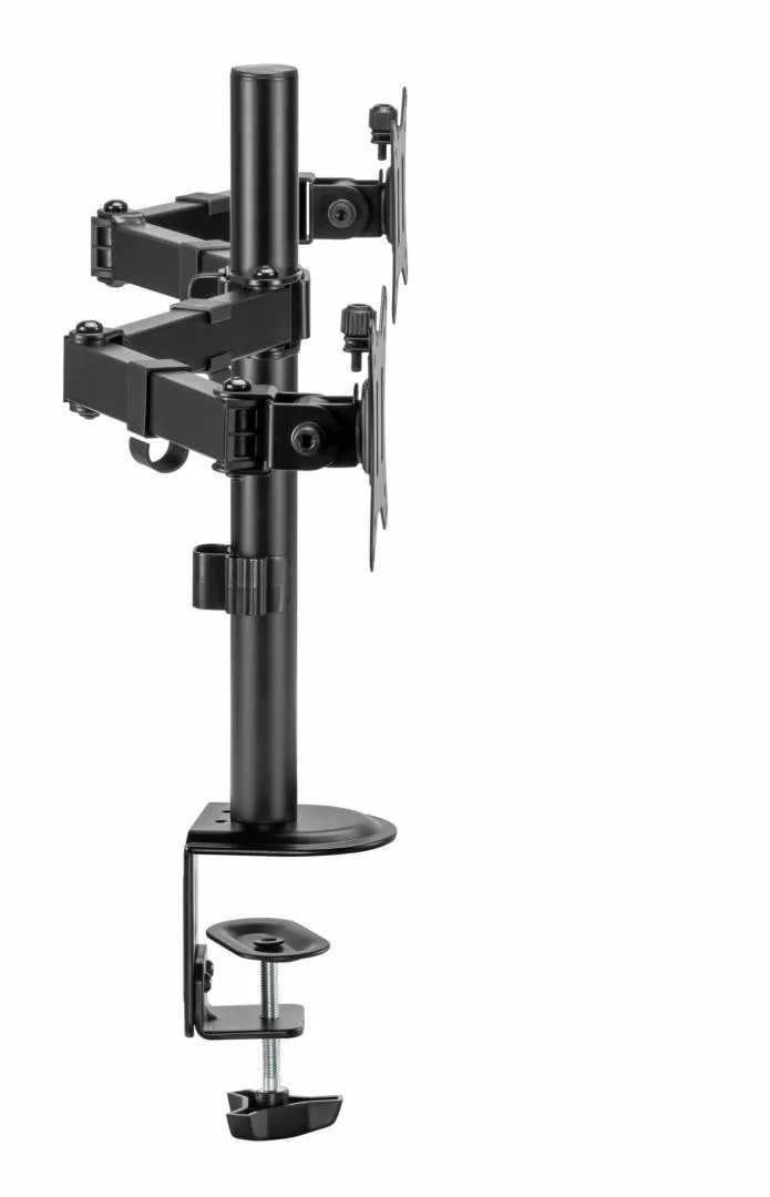 SRXA-MM66-C024_08 Suport 2 monitoare SeriouxMM66-C024, brat articulat monitor, compatibilitate dimensiune ecran 17"-32", greutate maximă suportata: (per ecran): 9kg, VESA: 75x75, 100x100, inclinare: +45°~-45°, pivotare: +90°~-90°, rotația ecranului: + 180°~-180°, instalare: clemă, grommet