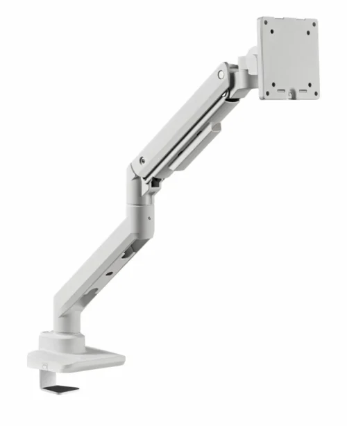 Suport monitor Serioux MM69-C012, compatibilitate  dimensiune ecran 17"-49", arc cu gaz, greutate maximă suportata: (per ecran): 2~20 kg, VESA: 75x75, 100x100, inclinare: +50°~-20°, pivotare: +90°~-90°, rotația ecranului: +180°~-180°, instalare: clemă, grommet,alb
