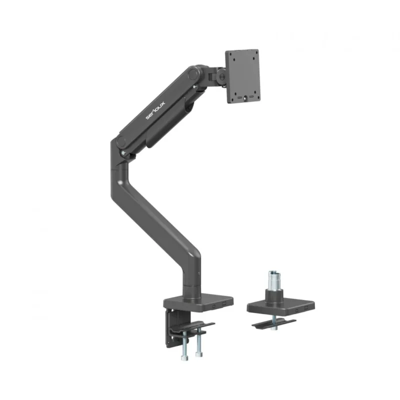 Brat monitor Serioux, tehnologie arc, compatiibilate ecran 17"-49", greutate maxima suportata (per ecran) 2~20kg ,VESA:75x75,100x100, interval inclinare +50°~-20°, interval pivotare +90°~-90°