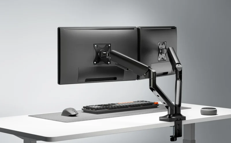 Brat monitor Serioux, tehnologie arc cu gaz, compatibilitate ecran 17"-35", greutate maxima suportata(per ecran) 2~12kg. VESA/;75x75,100x100 Tilt Range +90°~-90° Swivel Range +90°~-90°