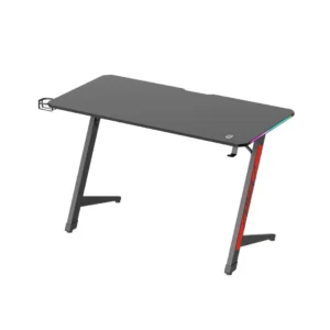 Birou Gaming Serioux Razor cu LED RGB, Material: MDF și melamină, plastic, oțel, Dimensiuni birou 1200x600x750mm, Dimensiuni blat (LxlxA) 1200x600x15mm, Greutate suportata 75kg, Iluminare ambientală LED cu gradient multicolor, Culoare: negru mat și roșu mat