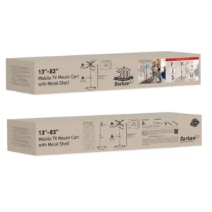 Suport Mobil de podea pentru TV plat/curbat Barkan + raft metal pentru laptop, 32" - 86", VESA 600x400mm, suporta pana la 50kg, Negru