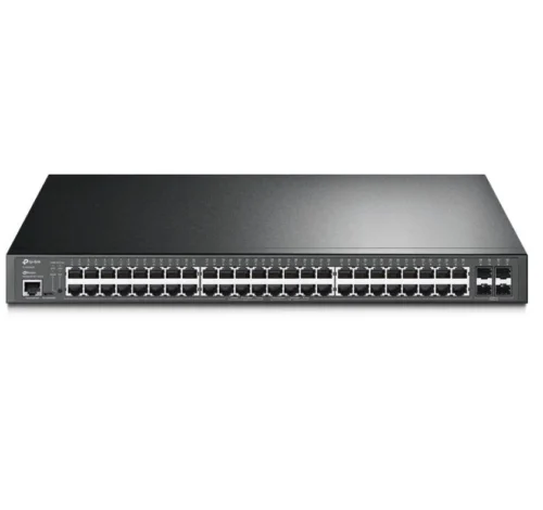TL-SG3452P_01 "JetStream™ 52-Port Gigabit L2+ Managed Switch with 48-Port PoE+ PORT: 48× Gigabit PoE+ Ports, 4× Gigabit SFP Slots, RJ45/Micro-USB Console Port SPEC: 802.3at/af, 384 W PoE Power, 1U 19-inch Rack-mountable Steel Case FEATURE: Integration with JetStream™ SDN Controller,Static Routing, 802.1Q VLAN
