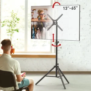 Suport tripod portabil de podea pentru TV plat/curbat Barkan, 13" - 65", VESA 400x400mm, Max 110kg, Negru