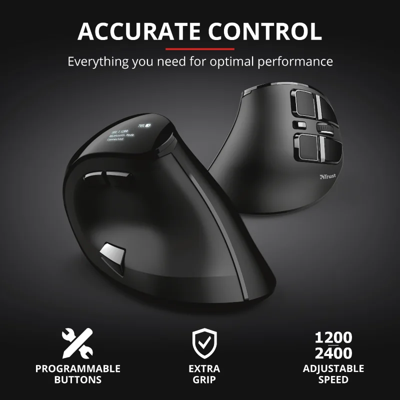 Mouse Wireless Trust Voxx, 2400 dpi, Negru