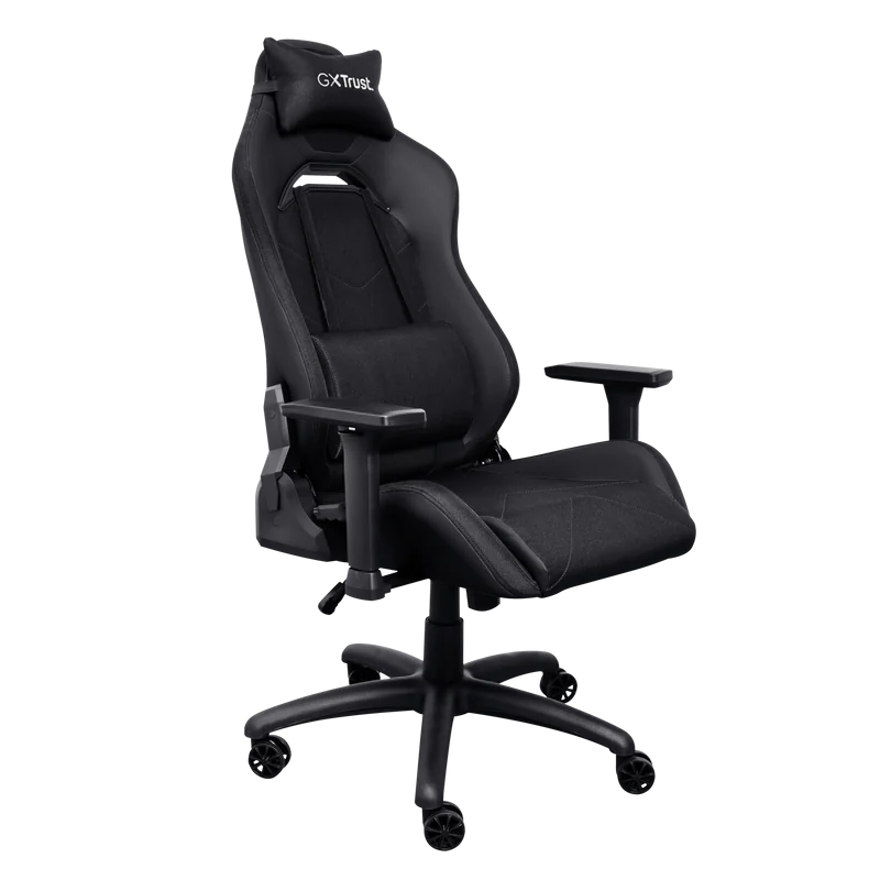 Scaun gaming Trust GXT 714 Ruya, greutate maxima suportata 150 kg, inaltime adjustabila scaun 10 cm, baza stea cu 5 roti, negru