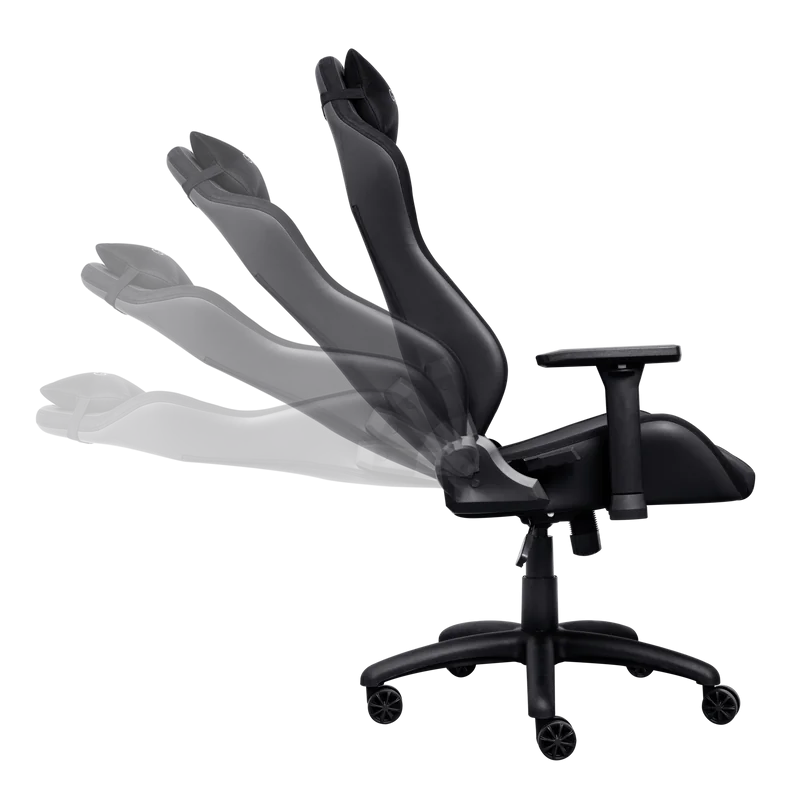 Scaun gaming Trust GXT 714 Ruya, greutate maxima suportata 150 kg, inaltime adjustabila scaun 10 cm, baza stea cu 5 roti, negru
