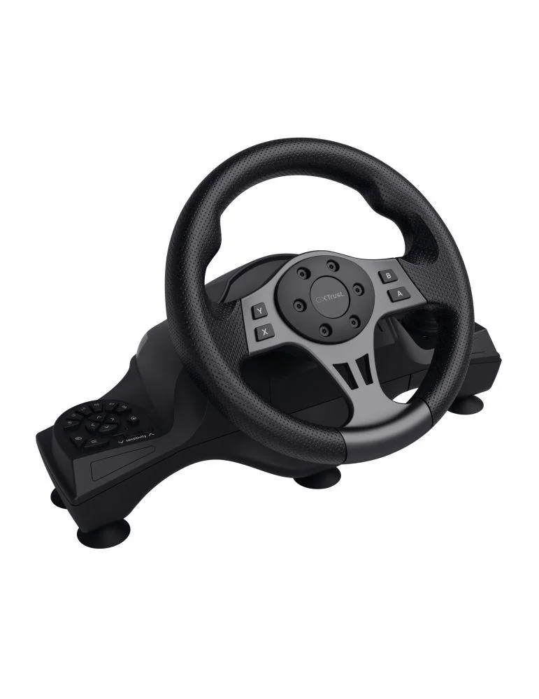 Volan racing Trust GXT 289 Movi Movi, conectivitate cu fir, 25 de butoane, console compatibile Nintendo Switch, Xbox Series S, Xbox Series X, Xbox One X, Xbox One S, Xbox One, PS4, PS4 Original, PS4 Pro, PS4 Slim, negru