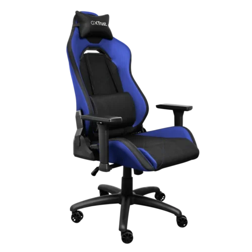 Scaun gaming Trust GXT 714B Ruya Comfortable, roti, ridicare pe gaz clasa 4, adjustabil pe inaltime, material plastic + PU leather, greutate maxima suportata 150 kg, negru/albastru