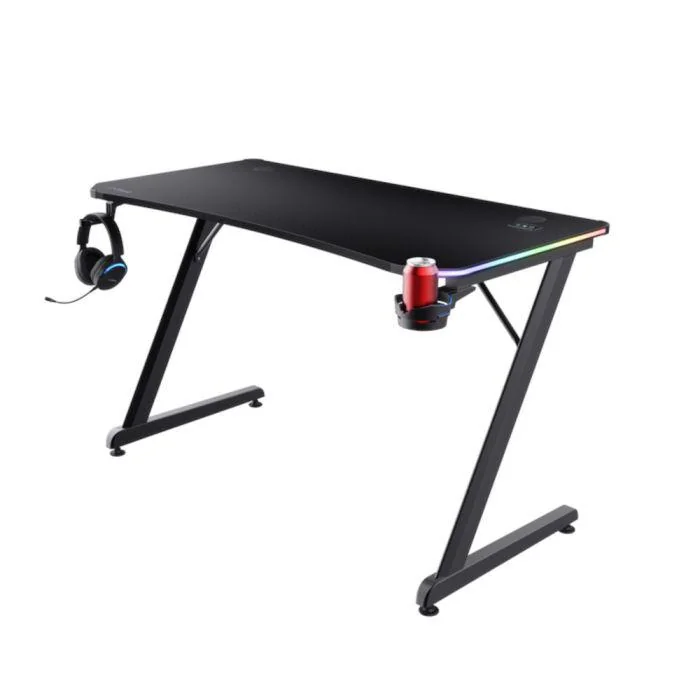 Birou gaming Trust GXT 709 Luminus, iluminare RGB, greutate 15.5 kg, greutate maxima 150 kg, negru