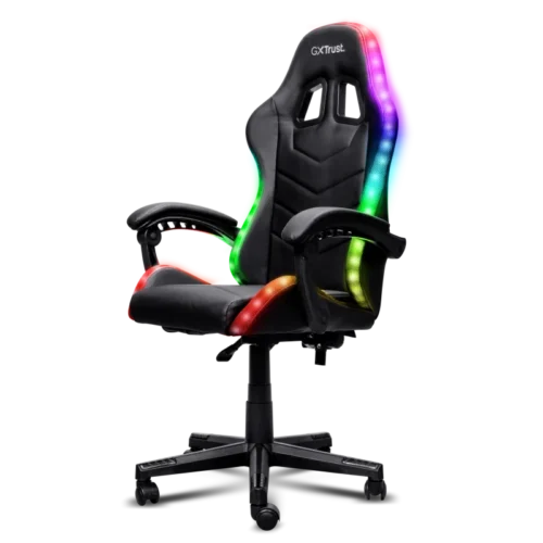 TR-25979_01 Scaun gaming Trust GXT 704 Roniq RGB, 5 roti, gas lift clasa 3, ajustabil pe inaltime, material PU leather, greutate maxima suportat 110 kg, negru