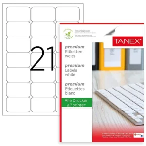 ETICHETE 21/A4 63.5*38.1MM COLTURI ROTUNDE 100/TOP TANEX