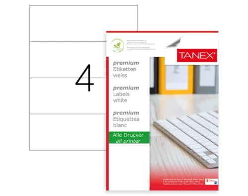 ETICHETE 4/A4 210*74.25MM COLTURI DREPTE 100/TOP TANEX