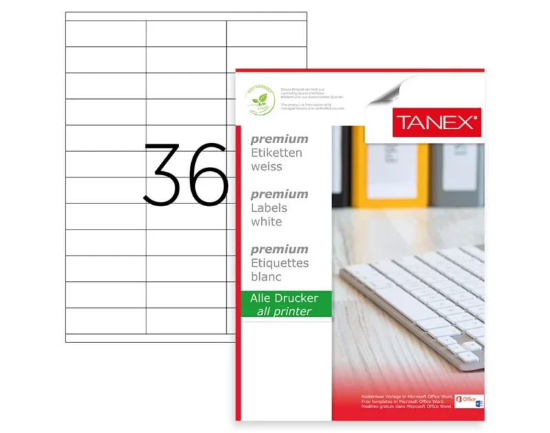 ETICHETE 36/A4 70*23MM COLTURI DREPTE 100/TOP TANEX