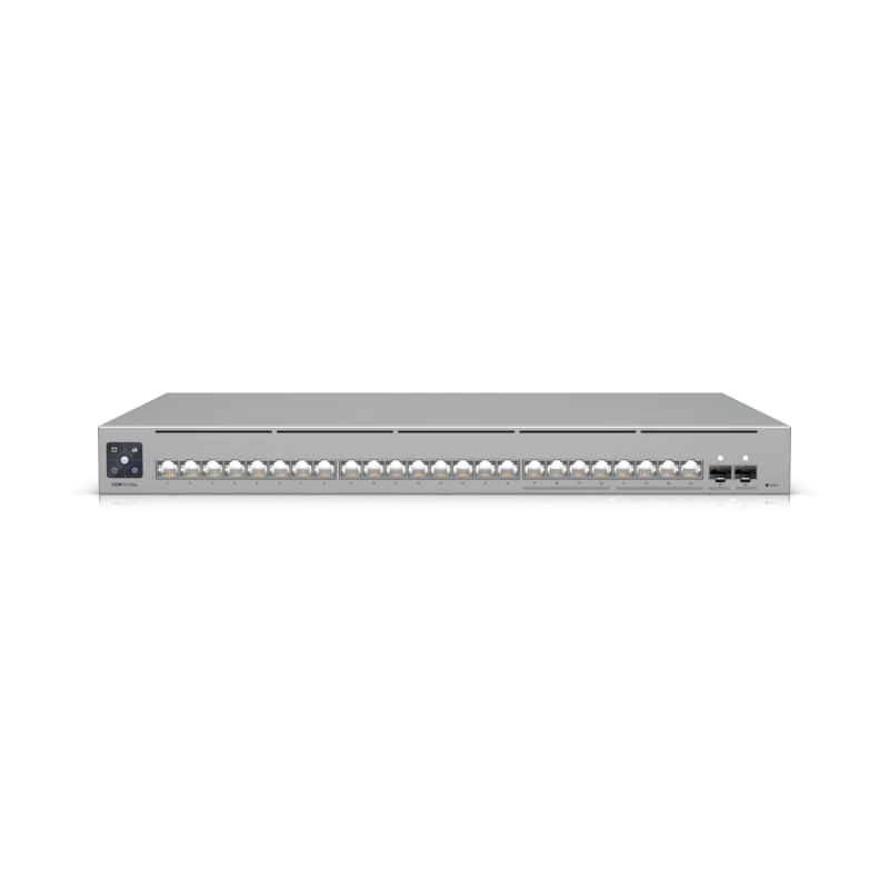 USW-PRO-MAX-24_01 Ubiquiti Unifi Pro Max, Ethernet In-Band, (16) porturi GbE RJ45, (8) porturi 1/2,5 GbE RJ45, (2) porturi 10G SFP+, 112 Gbps, sursa alimentare AC/DC, internă, 450W