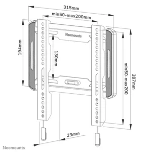 WL30-550BL12_02 Suport TV de perete, Neomounts by Newstar WL30-550BL12, Fix, 24"- 55", VESA 200x200mm, suporta pana la 45kg, negru