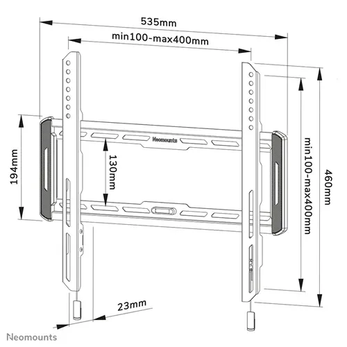 WL30-550BL14_03 Suport TV de perete, Neomounts by Newstar WL30-550BL14, Fix, 32"- 65", VESA 400x400mm, suporta pana la 60kg, negru