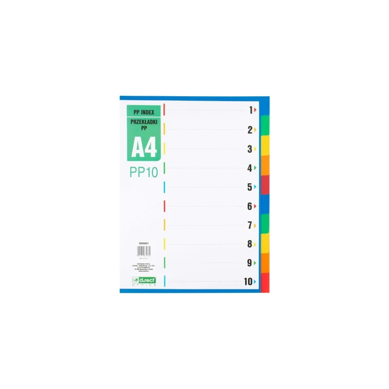 INDEX PLASTIC A4 1-10 D.RECT