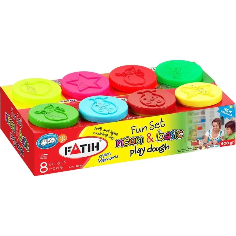 PLASTILINA USOARA MODELING DOUGH BASIC + NEON 8 X 50G