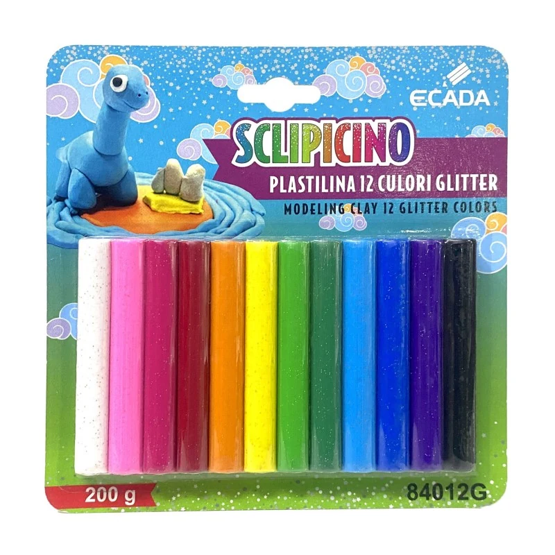 PLASTILINA 12 CULORI GLITTER ECADA