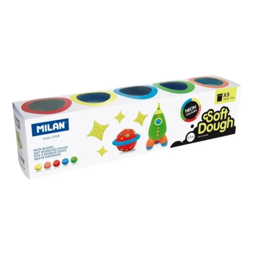 PLASTILINA USOARA 5X142G NEON MILAN