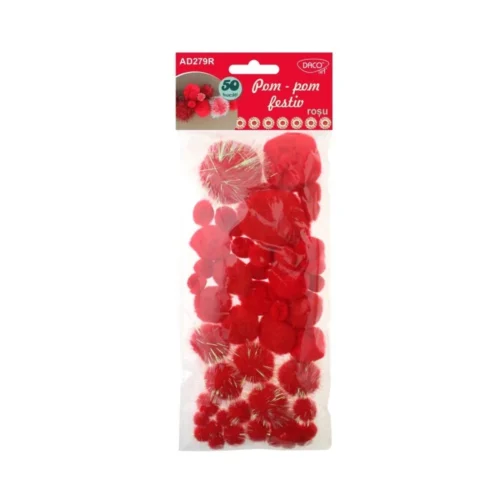ACCESORII CRAFT - AD279R POM POM FESTIV ROSU DACO ACCESORII CRAFT - AD279R POM POM FESTIV ROSU DACO