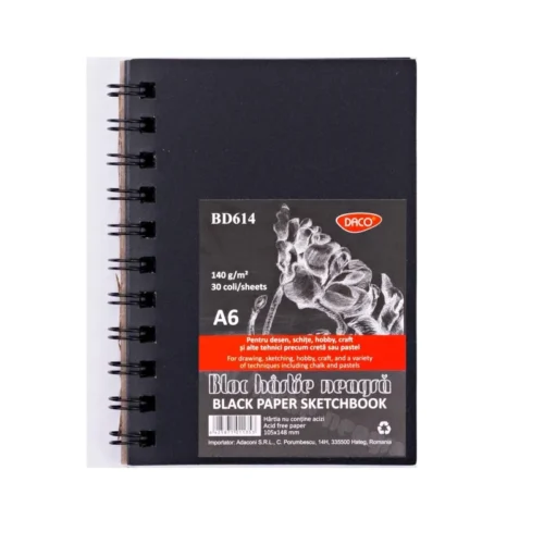 BLOC A6 HARTIE NEAGRA 140G 30 FILE DACO BD614 BLOC A6 HARTIE NEAGRA 140G 30 FILE DACO BD614