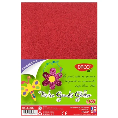 HARTIE GUMATA AA GLITTER HG420R 20X30CM 10 COLI DACO