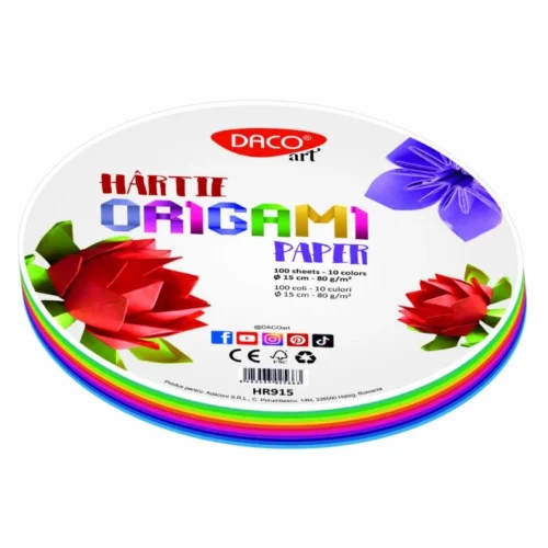 HARTIE ORIGAMI ROTUNDA 15CM 100/SET DACO HR915 HARTIE ORIGAMI ROTUNDA 15CM 100/SET DACO HR915