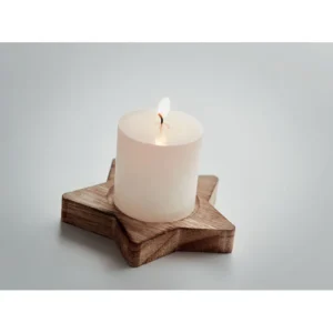 Bază decorativă din lemn în formă de stea și lumânare cu parfum de vanilie Lotus