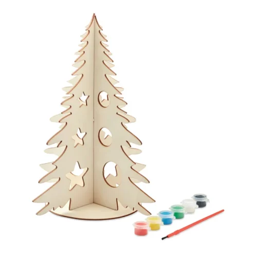 Brad de Crăciun din lemn DIY cu 6 culori pe bază de apă și pensulă Tree And Paint